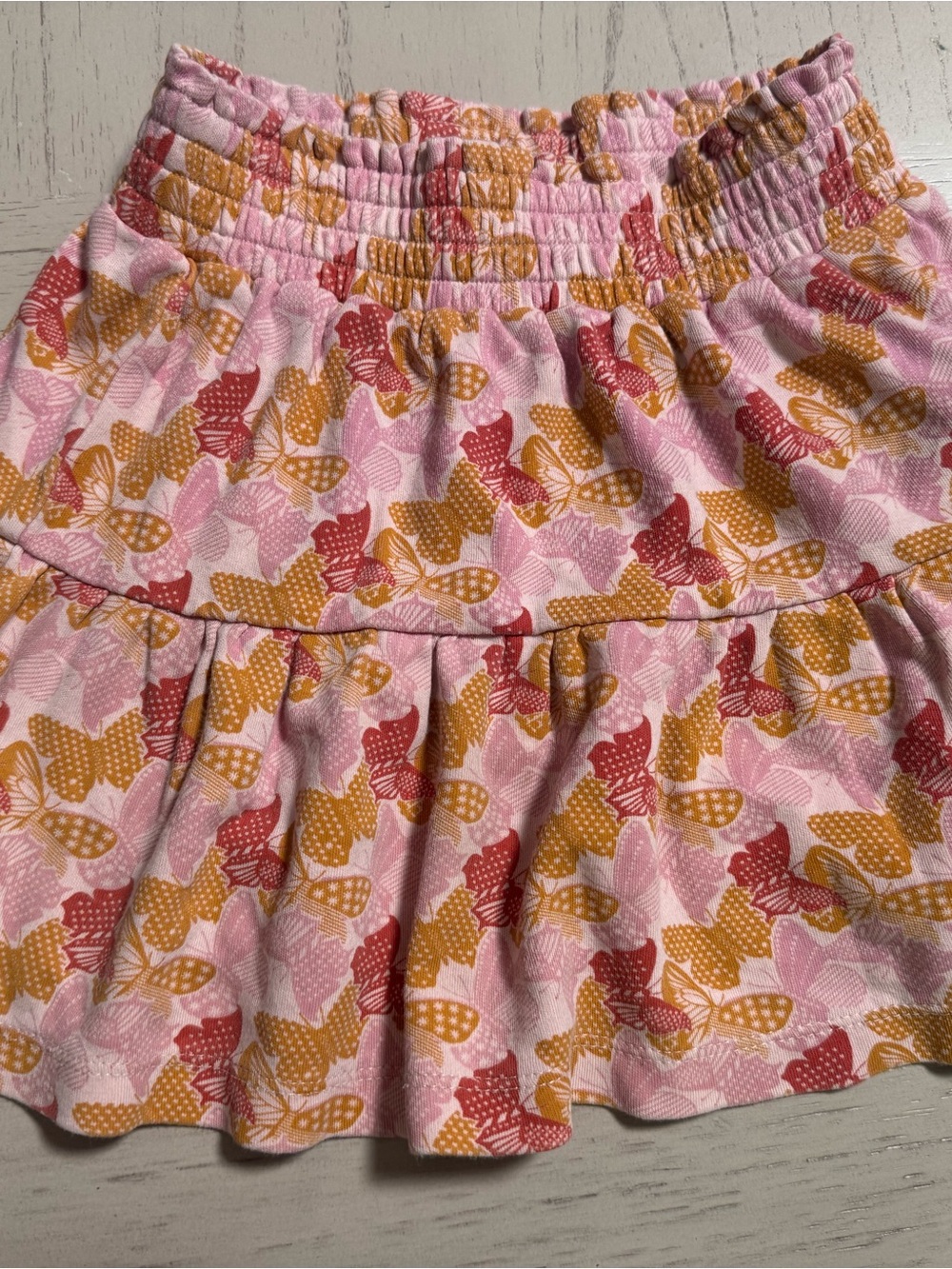 kate quinn Pink Floral Tiered Skirt with Mustard & Rose Accents